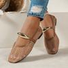 Women Mesh Square Toe Flat Mary Jane Shoes with Single Strap Lightweight Breathable Design for Casual Wear