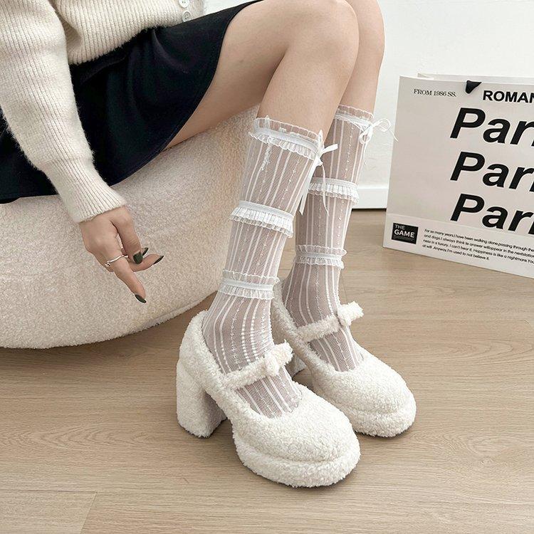 

Elegant and beautiful, trend-oriented! Thick heel light mouth high heel (6-8cm) one-word buckle strap single shoe 39 бежевий