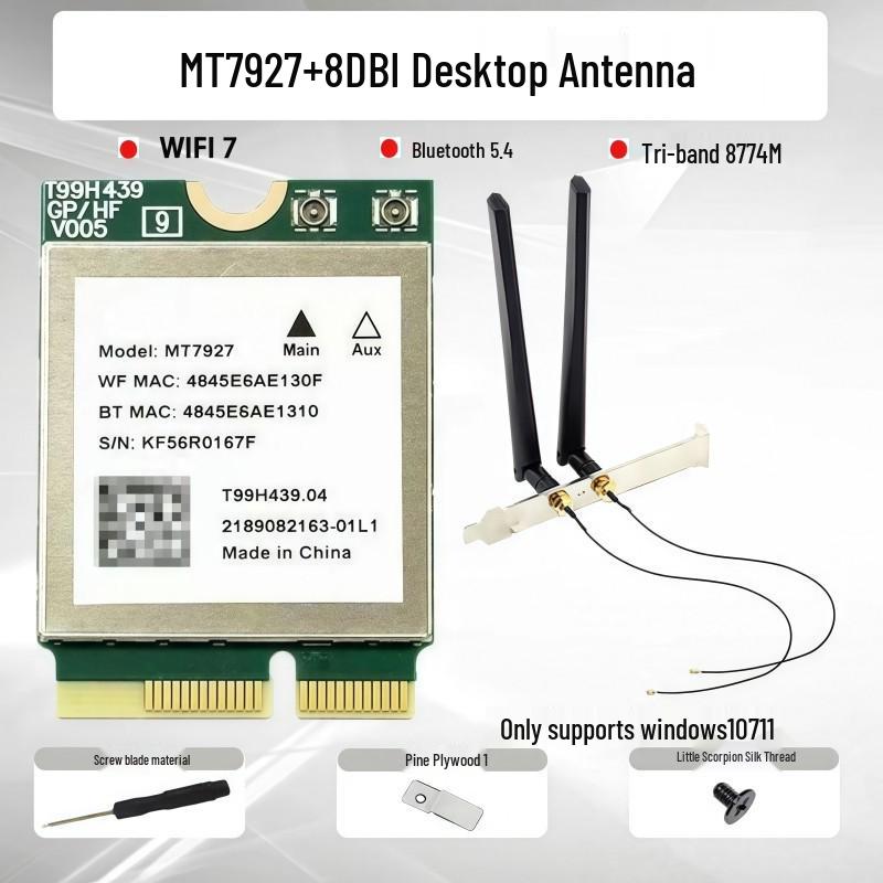 MediaTek MT7927 Dreiband WiFi 7 & Bluetooth 5.4 Netzwerkkarte für Laptops & Desktops