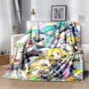 Anime Vocaloid Girl Blanket Kawaii Miku Lightweight Soft Throw Blanket Flannel Bedspread Sofa Cover Gift for Children
