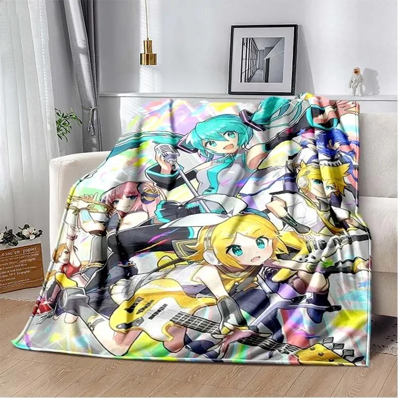 Anime Vocaloid Girl Blanket Kawaii Miku Lightweight Soft Throw Blanket Flannel Bedspread Sofa Cover Gift for Children