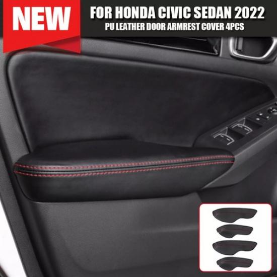 4pcs Leather Door Armrest Cover For Honda Civic Sedan Decor Accessories
