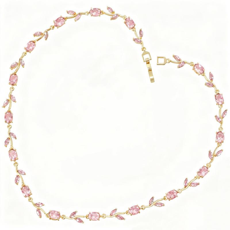 Light Luxury AAAAA Zircon Bracelet & Necklace Women's Exquisite Tulip Plant Design Jewelry Set