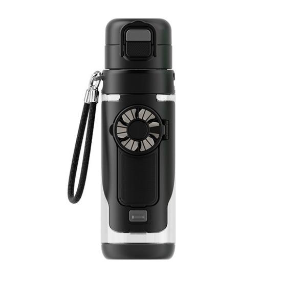 

2-in-1 Foldable Fan Water Bottle with 3 Speeds, 690ml Tritan Cooling Sports Cup for Outdoor Gym Travel, Rechargeable Portable чёрный