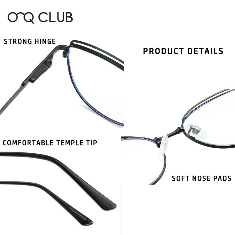 O-Q CLUB Lentes Graduadas para Ler Óculos Anti Luz Azul Armação de Óculos Olho de Gato Óculos de Sol Femininos para Homens Óculos de Leitura Luneta