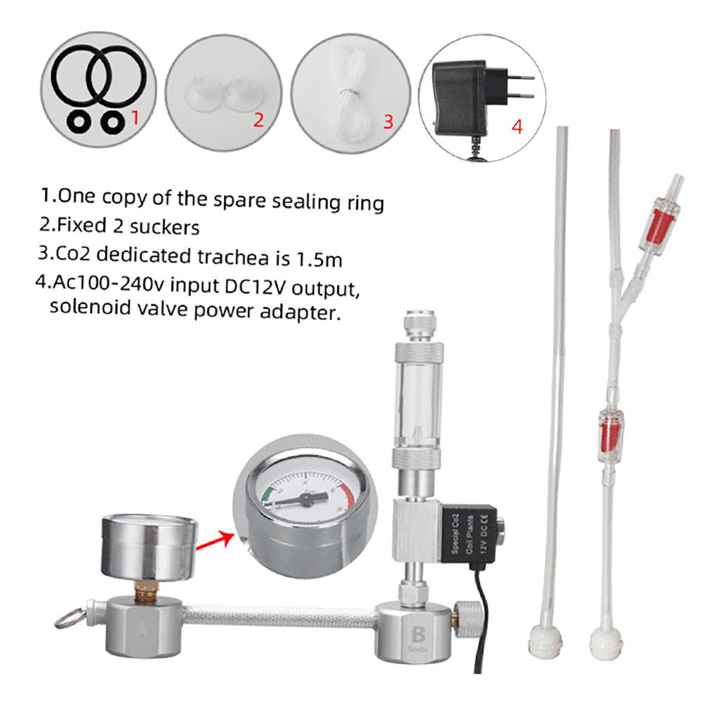 Aquarium DIY CO2 Generator System Kit CO2 Generator System with Solenoid Valve Bubble Counter & Check Carbon Dioxide Reactor Kit