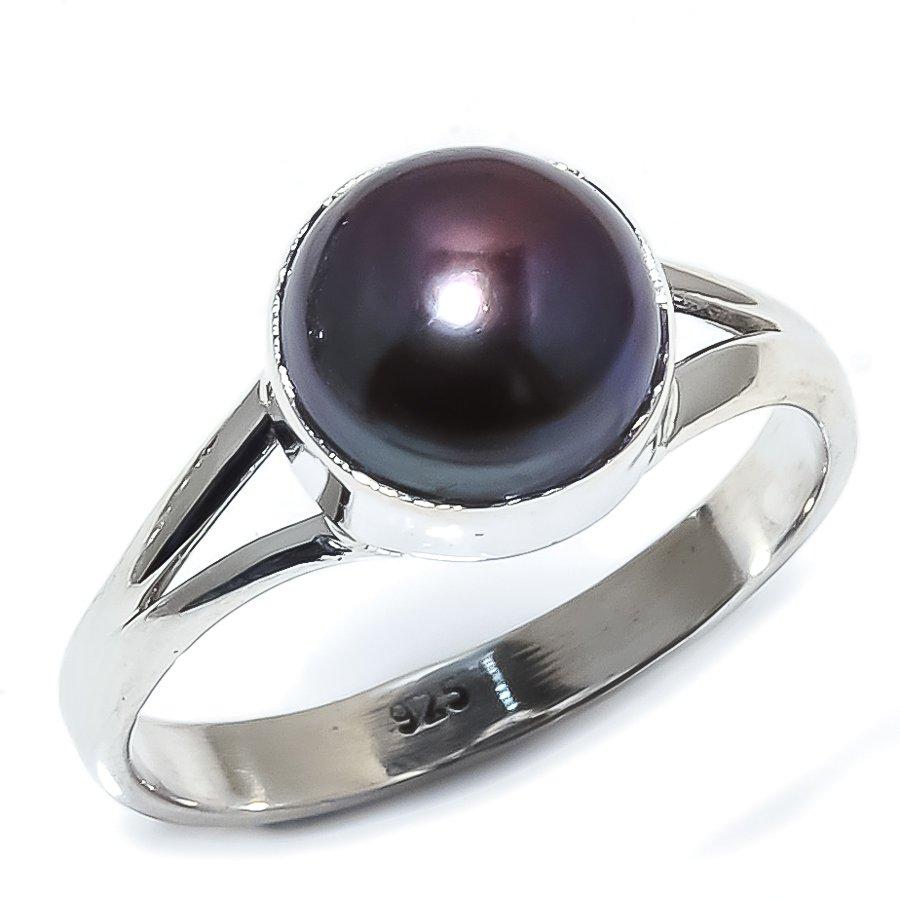 Natural Black Pal Gemstone Handmade 925 Sterling Silver Jewelry Ring Size 9 G2o98