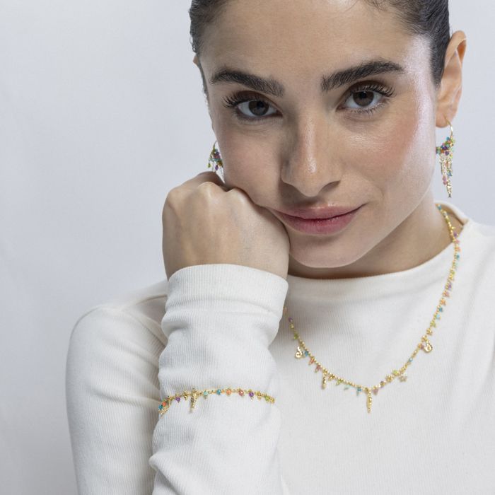 Bracelet - LUXENTER - Kaiquia - Argent 925 - Or jaune 18k - Cristaux multicolores