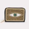 Bohemian Style PU Zipper Card Holder & Coin Purse with Butterfly and Flower Design