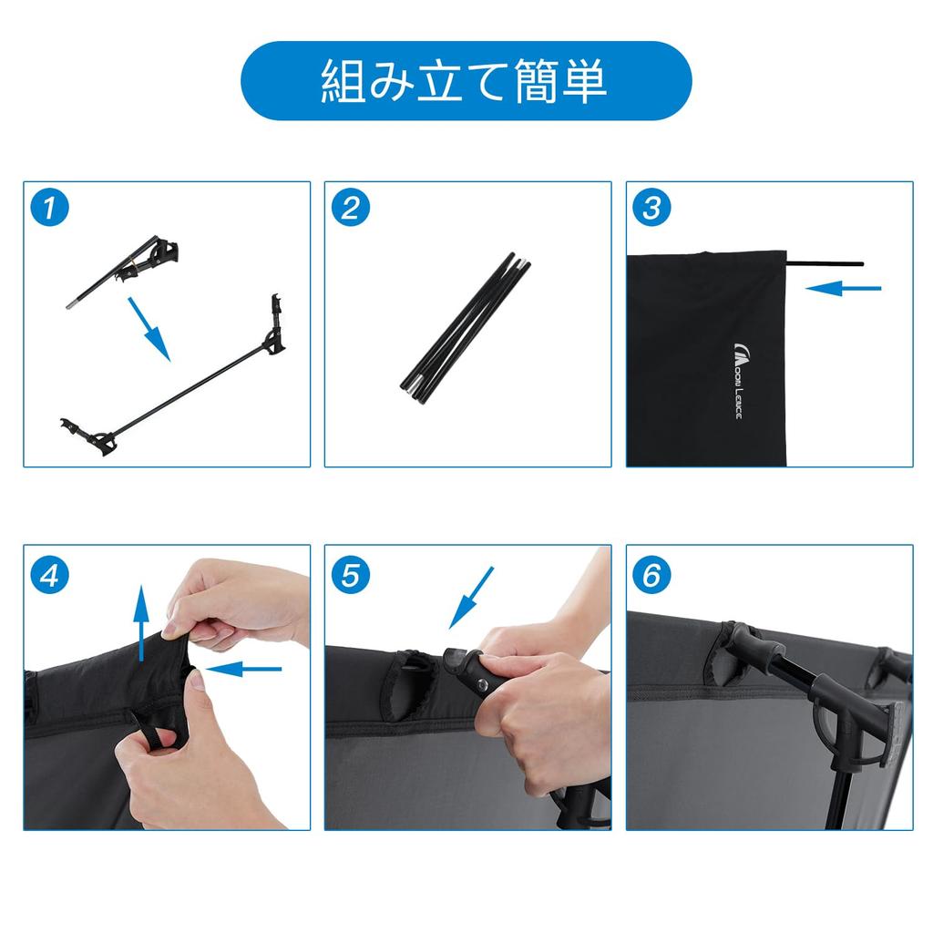 MOON LENCE Folding Camping Outdoor Easy to 160kg Weight Includes Storage and Carrying and Ideal for Disaster Black Cot, Bed, Fold, Compact,