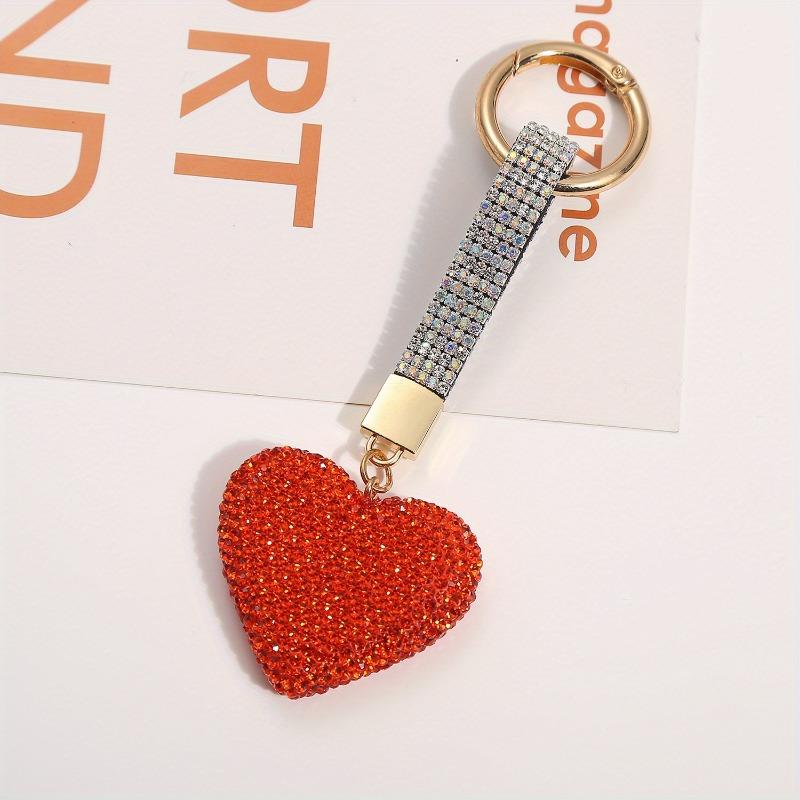 1PC Love Diamond Keychain Pendant Diamond Heart Keychain Bag Pendant Mobile Phone Decoration Couples Holiday Gift