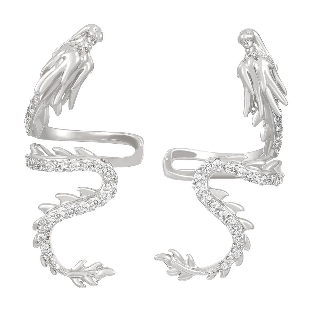 Dragon Shape Ear Clip Exquisite Earrings for Women and Men Clip On Earrings Crystal Dragon Ear Cuff Ornament for Daily