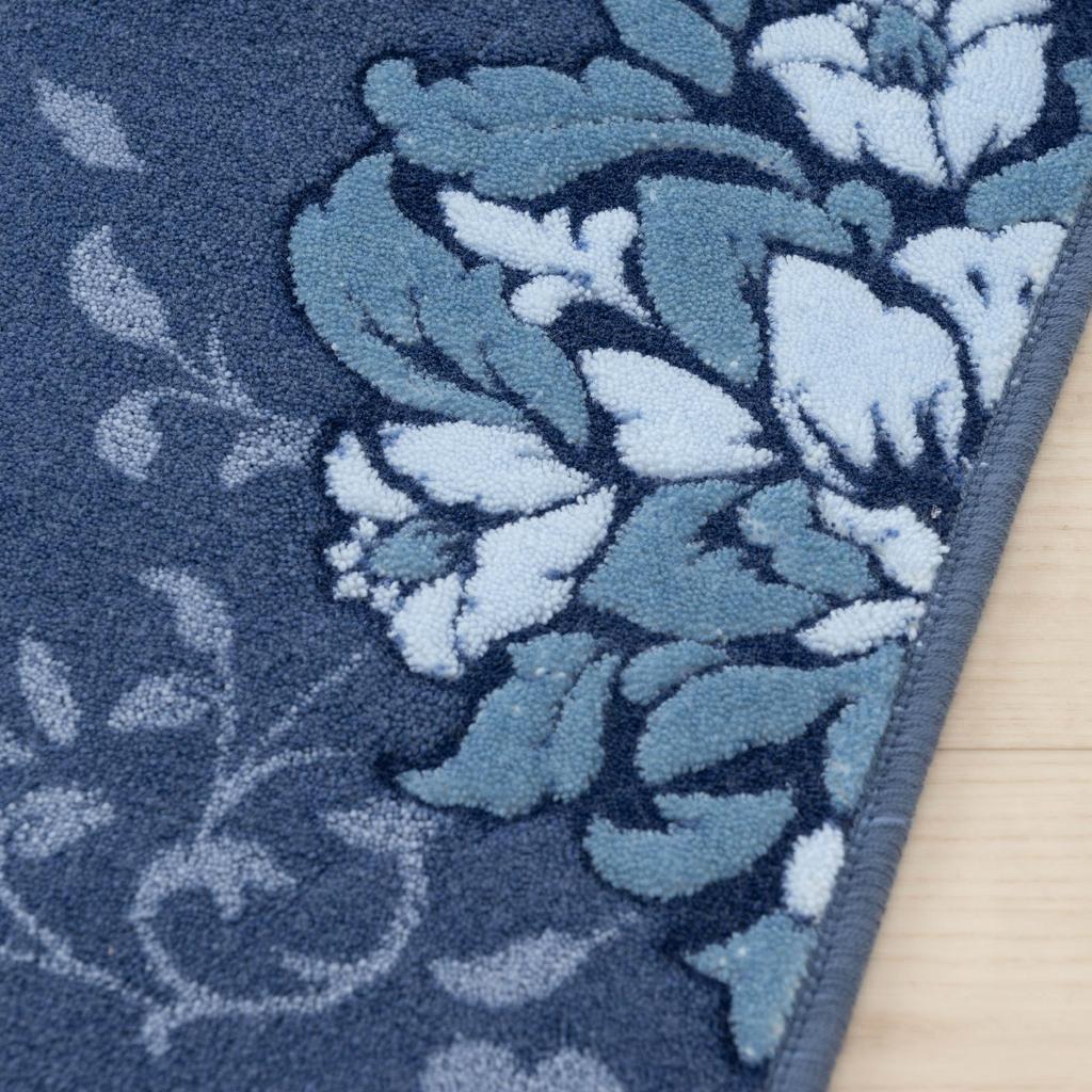 Senko DECORMUSEE Precious Long Toilet Mat, Approx. 80 x 60 cm, Navy Blue, Elegant, 30276