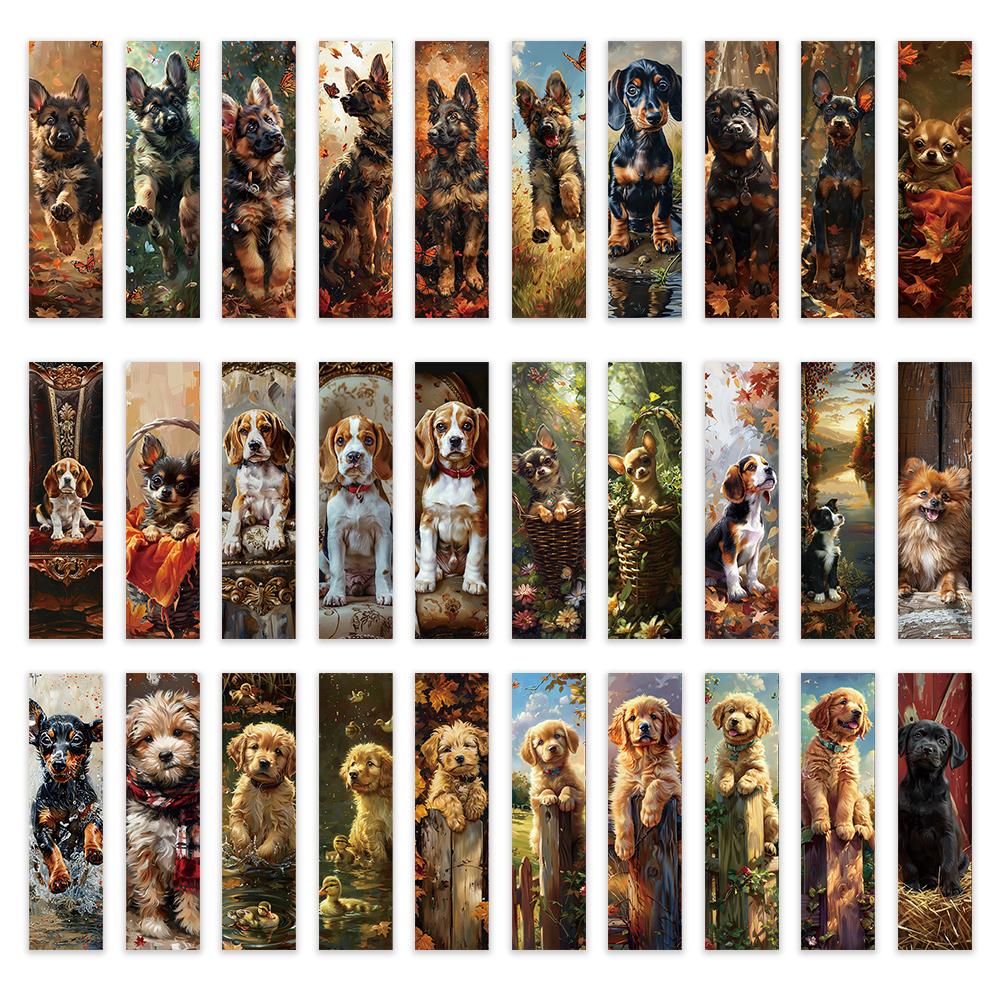 

32pcs. Retro dog photo bookmarks, suitable for back-to-school season, Christmas, Halloween, teachers, readers, and birthdays.