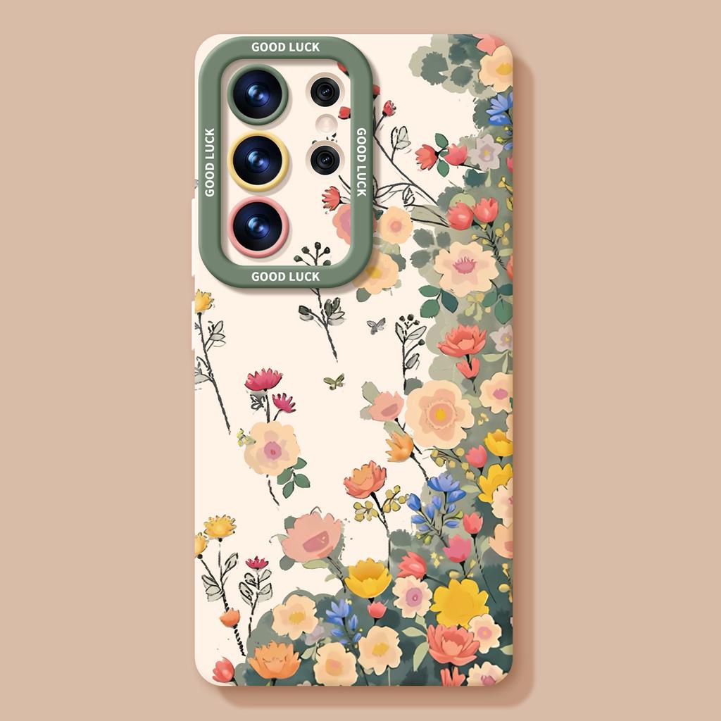 Flower Wall Mobile Phone Case for Samsung GalaxyS26 Spring S25ultra Silicone S24 + Fresh S23 Lanyard Cover