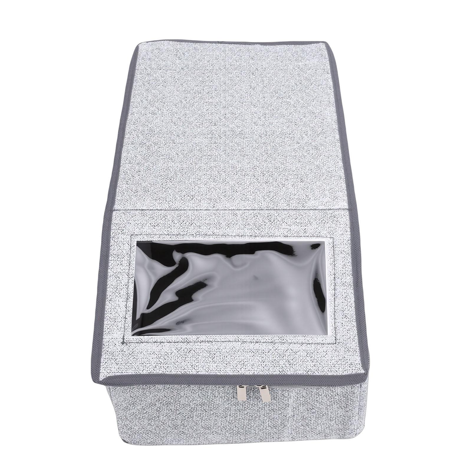 

Hat Organizer for Baseball Caps Fabric Stackable Foldable Hat Storage Box Hold Up to 15 Caps with Zipper Clear Window Gray