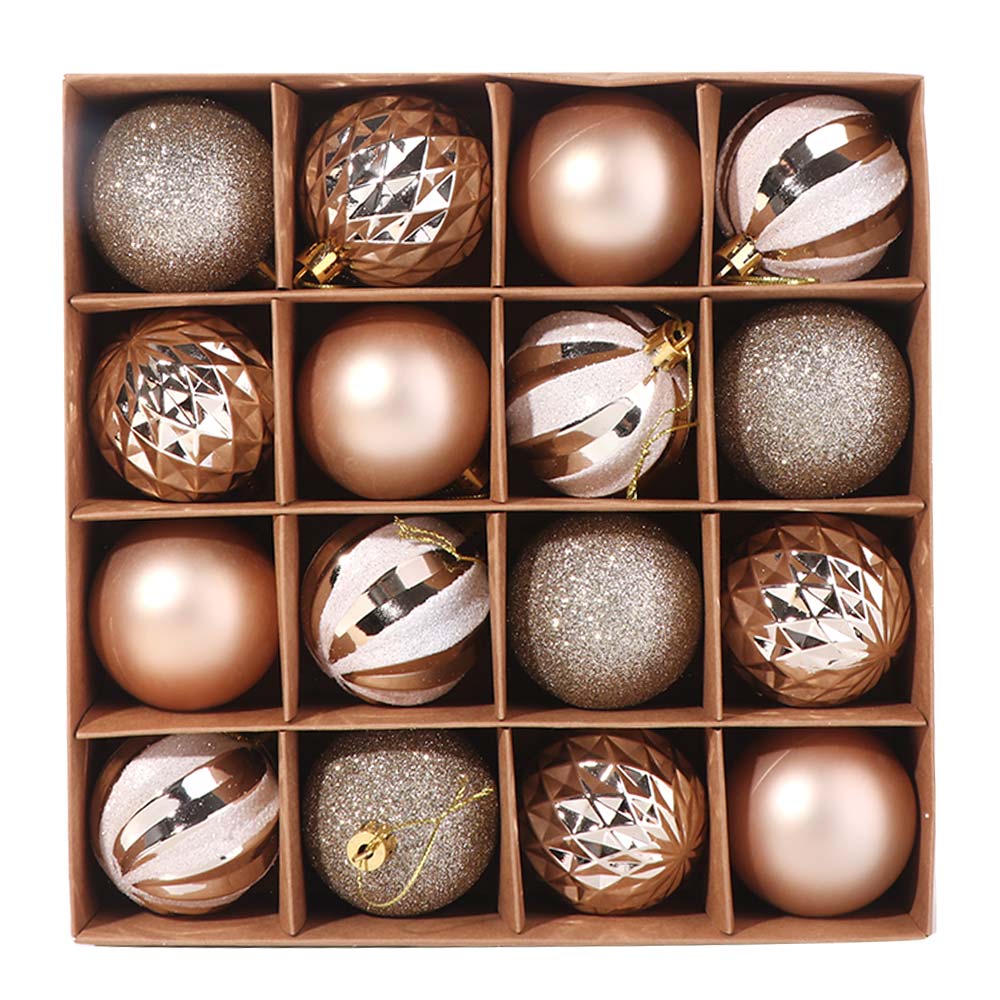 16pcs Shatterproof Electroplated Hanging Balls Champagne Xmas Tree Pendants  Wedding Party