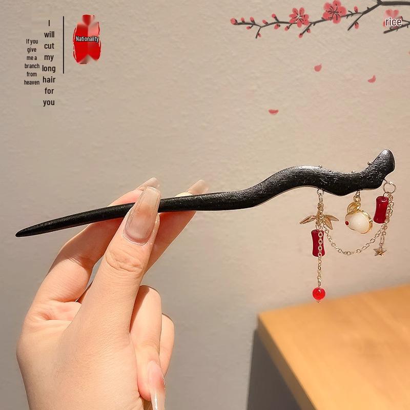 Traditional Sandalwood Hairpin for Chinese Cheongsam & Hanfu Updo