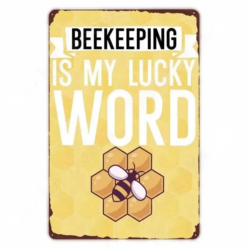 Vintage Bee Kind Funny Poster Honeybee Happy Retro Metal Sign Home Outdoor Wall BeeKeeper Slogans Art Tin Plate Decoration