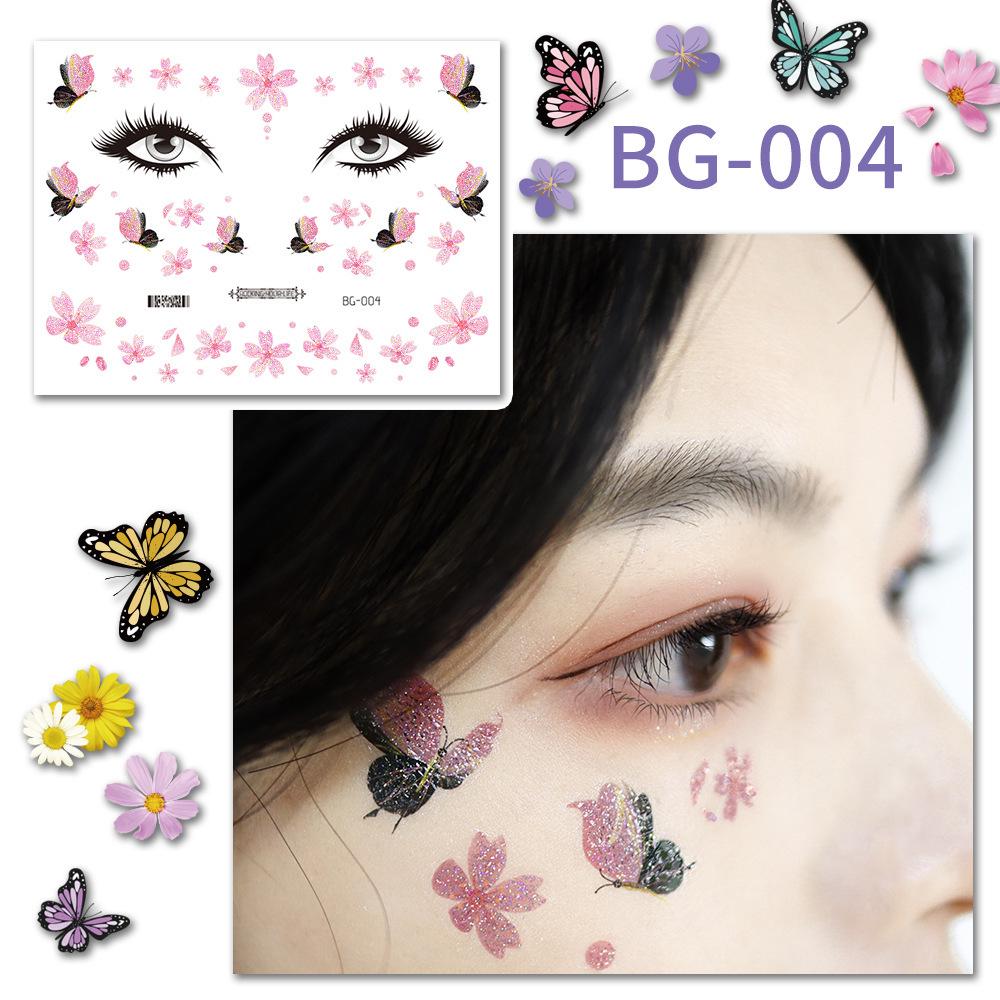 Waterproof Glitter Tattoo Stickers for Music Festival Face Makeup and Party Dance