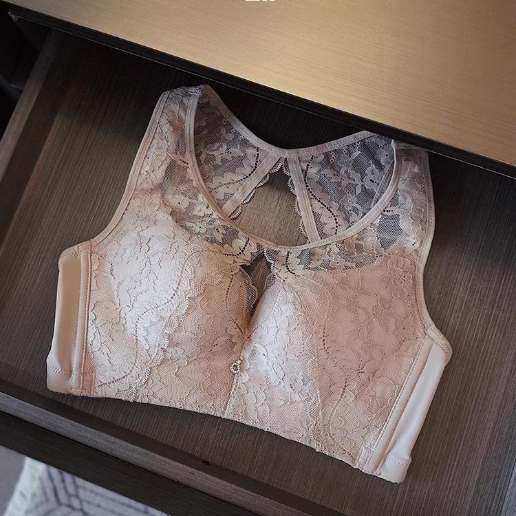 Adjustable Lingerie Women's Gathering and Retracting Breast Bra Anti-sagging Beautiful Back Bra Without Underwire Lace Bra