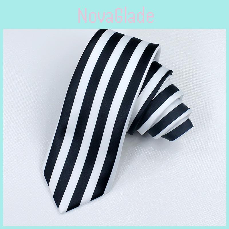 Persona5 Goro Akechi Gravata Listrada Preta e Branca Para Eventos de Cosplay