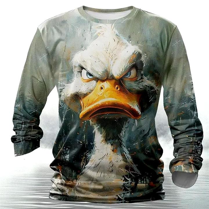 Men's Long Sleeve Shirt Fashion 3D Animal Print Top T-Shirt