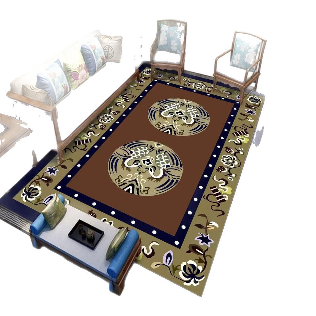 New Chinese Style Living Room Carpet Retro Anti Slip Sofa Coffee Table Carpet Resistant To Dirt and Easy To Maintain