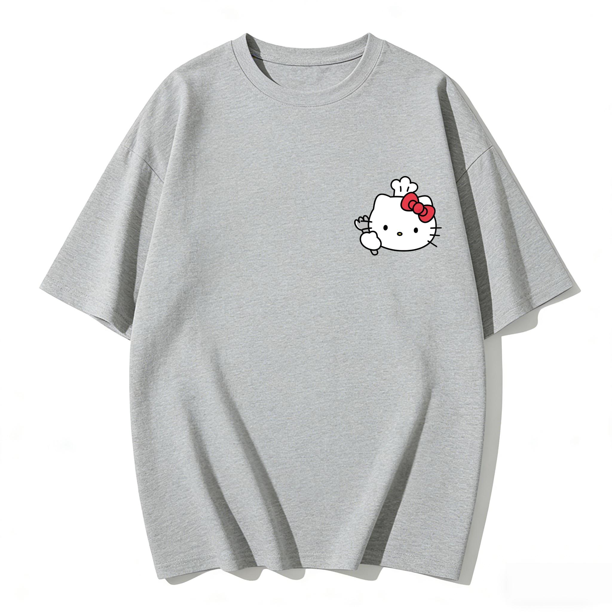 

2026 Summer Hello Kitty Cartoon Printed Short Sleeve Pure Cotton Tshirt Womens Family Matching Outfits Classic Fashion Tee Top S