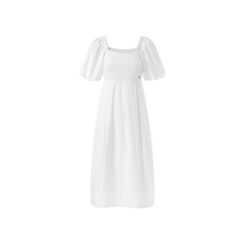 Peacebird Damen Midi-Kleid mit quadratischem Ausschnitt und Puffärmeln