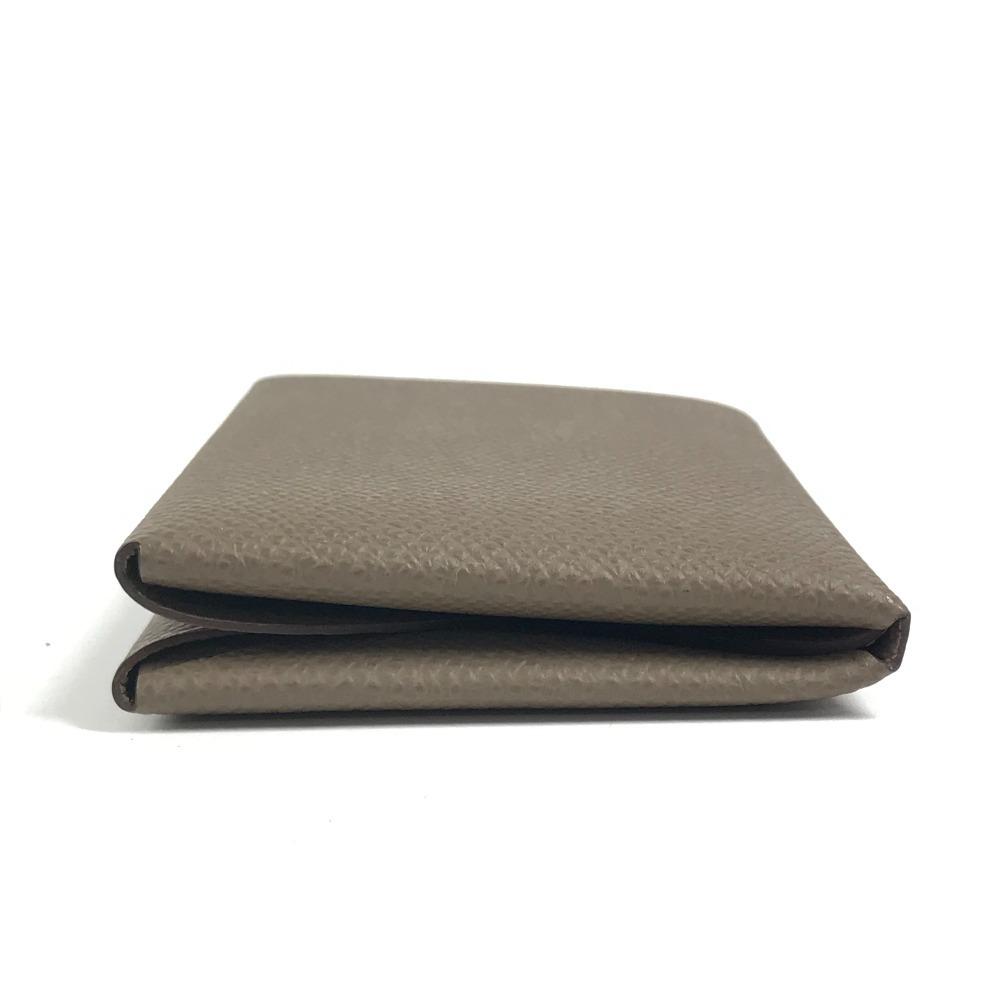 HERMES Two fold Calvi Duo Card Case Wallet coin purse Epsom Etoupe gray Unused