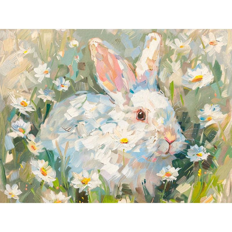 

Винтажный кролик полевой цветок картина маслом постеры и принты печать на холсте настенное искусство животное картина для фермерского дома украшение дома 21cm×30cm NoFrame
