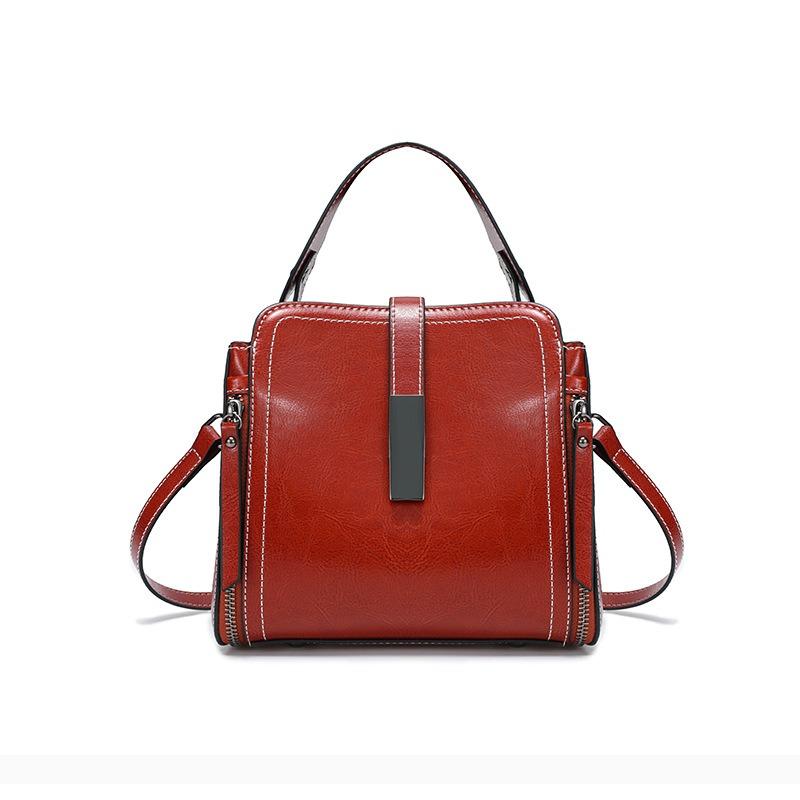 Summer New Leather Women's Bags Large-capacity Bucket Bags Retro Versatile Shoulder Messenger Bags