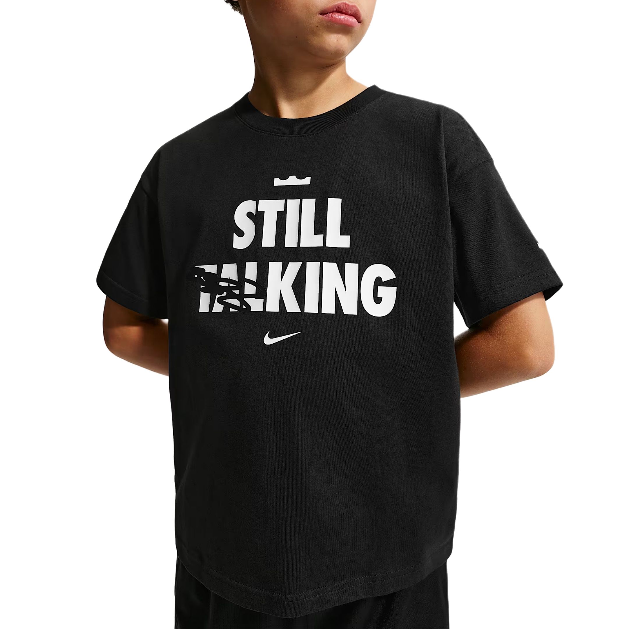 

Nike T-Shirt LeBron Shut Up And Dribble Loose Knit Cotton Short Sleeve Kids tops IQ0259-010 XS