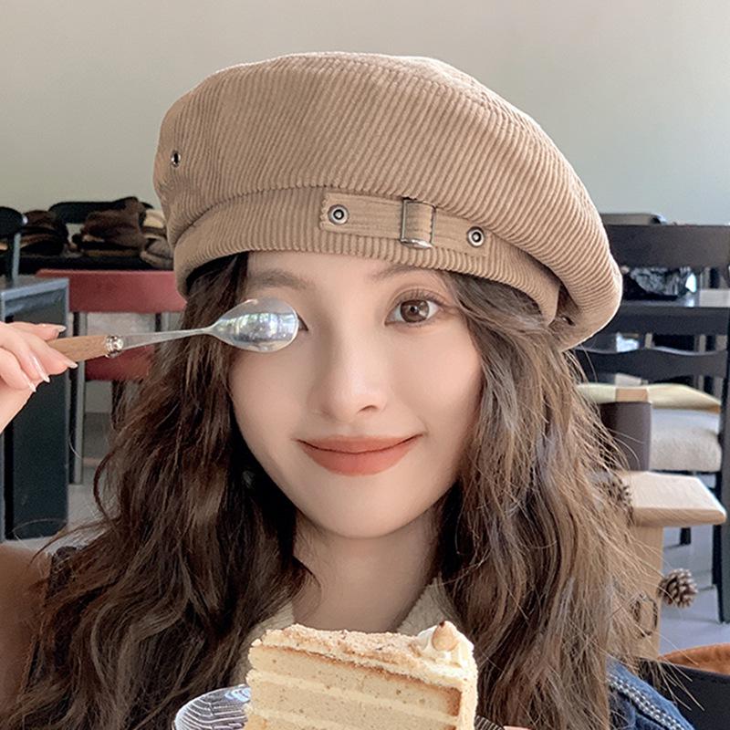 Spring & Autumn Large Head British Casual Style Beret - Women's Versatile Fashion Trend, Slimming Look