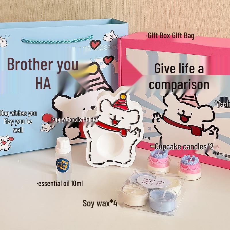 

Happy Puppy Scented Candle Gift Set - Birthday Fragrance for Female Friends & Besties Happy Puppy Gift Box Set