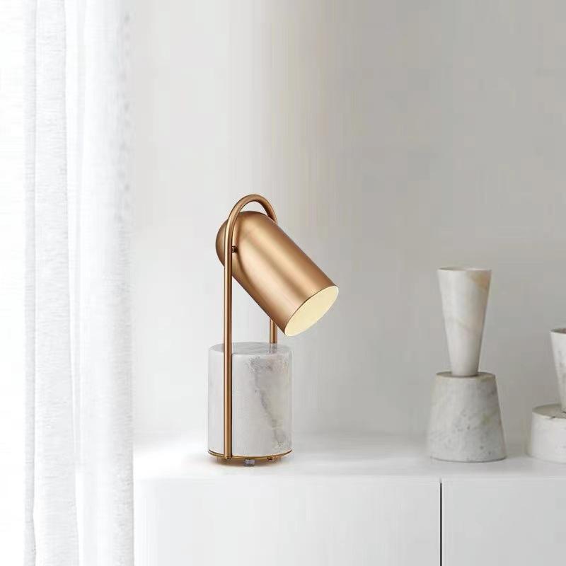 Nordic simple marble table lamp creative metal lampshade bedroom bedside lamp