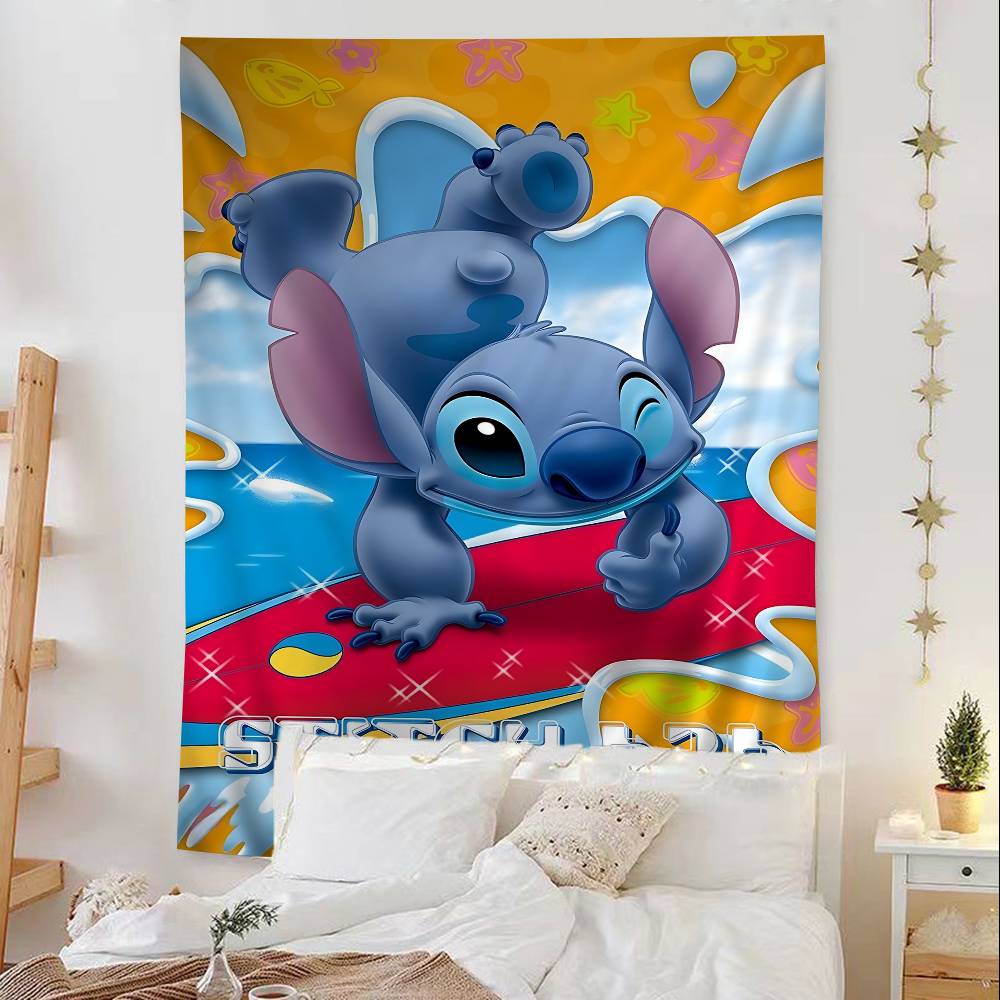 Cartoon Cute SStitchs Printed Large Wall Tapestry Indian Buddha Wall Decoration Witchcraft Bohemian Hippie Wall Art Decor