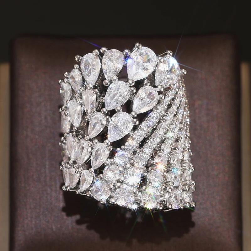 

Huitan Unique Two-Design Rings with Dazzling Cubic Zirconia Graceful Temperament Wedding Band Zircon Delicate Chic Accessories 10