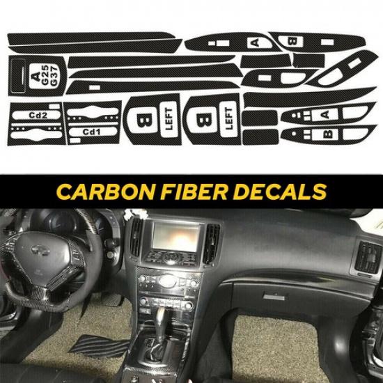 For 10-16 Infiniti G25 G37 3D Carbon Interior Fiber DIY Trim-Decals Stickers EOA