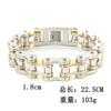 Stainless Steel Cycling Bracelet Men Geometric Design Titanium Plated Biker Wristband With Interlocking Ring Motif