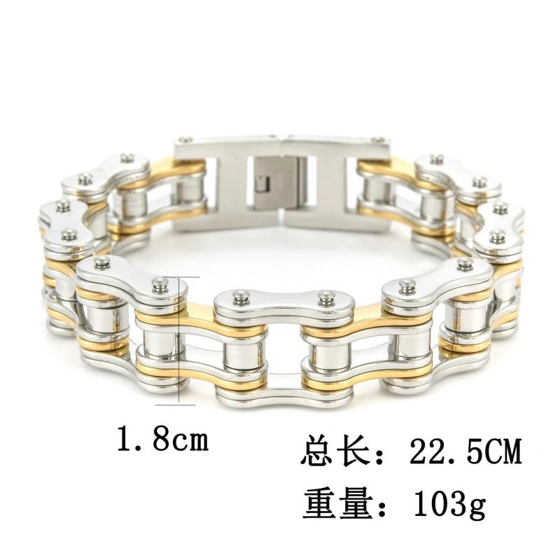 Stainless Steel Cycling Bracelet Men Geometric Design Titanium Plated Biker Wristband With Interlocking Ring Motif