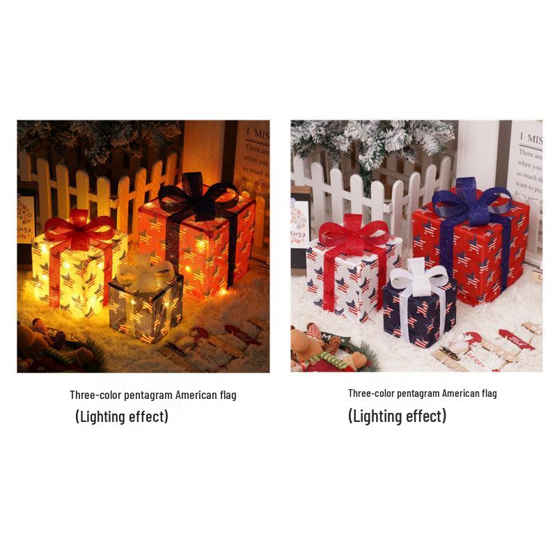 Cross-Border Christmas Luminous Gift Box Set: Outdoor Decorative Lights for Courtyard & Mall Display