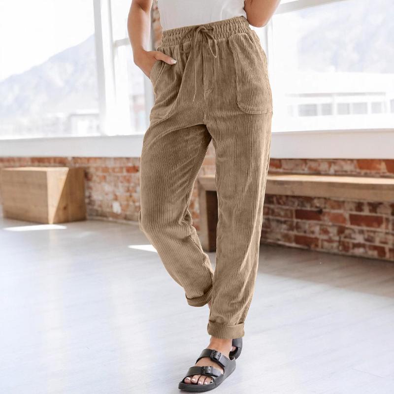 Autumn Winter Women's Casual Pants Fashionable Solid Color Corduroy Wide-leg Pants