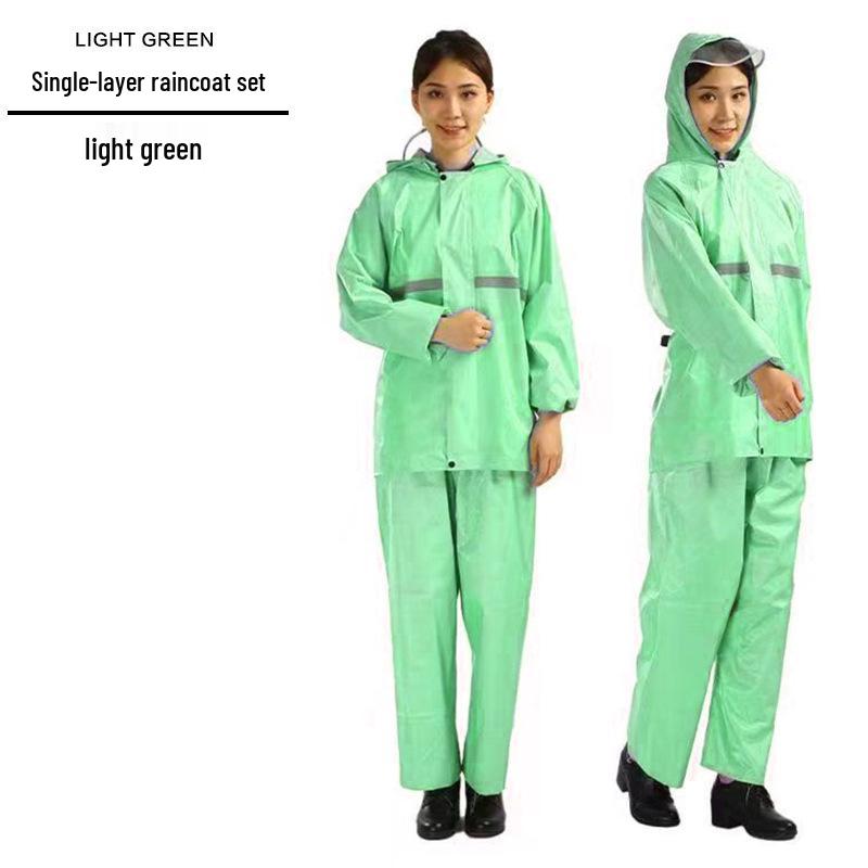 Unisex Reflective Raincoat and Pants Set for Motorcyclists and Delivery Riders - Waterproof and Split Design for Heavy Rain.
