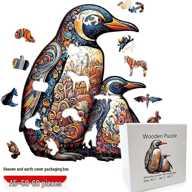 Irregular Animal Dog Penguin Wooden Puzzle in Stock