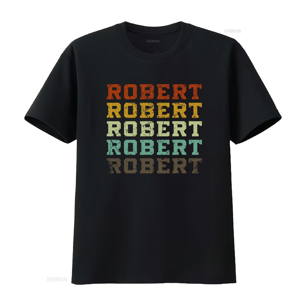 First Name Robert Retro Pattern Vintage Grunge Style Ladies Crewneck T Shirt Vintage Washed Versatile Streetwear Comfortable