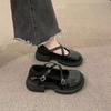 Korean Version Shallow Mouth Small Leather Shoes 2024 New Fashion Casual Simple All-match Thick Bottom Women Shoes Autumntime