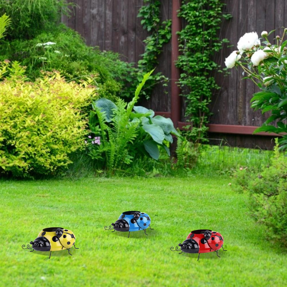 Metal Ladybug Flower Planter Insect Design Flower Pot for Indoor or Outdoor Decoration