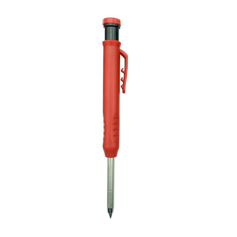 Metal Deep Hole Woodworking Pencil with Quick-Drying Graphite Lead and Push-Button Design